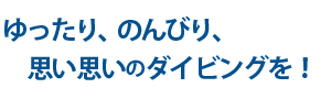 ゆったりのんびり思い思いのダイビングを